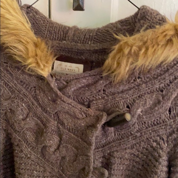 Old navy long wool sweater brown with hood - Picture 9 of 10